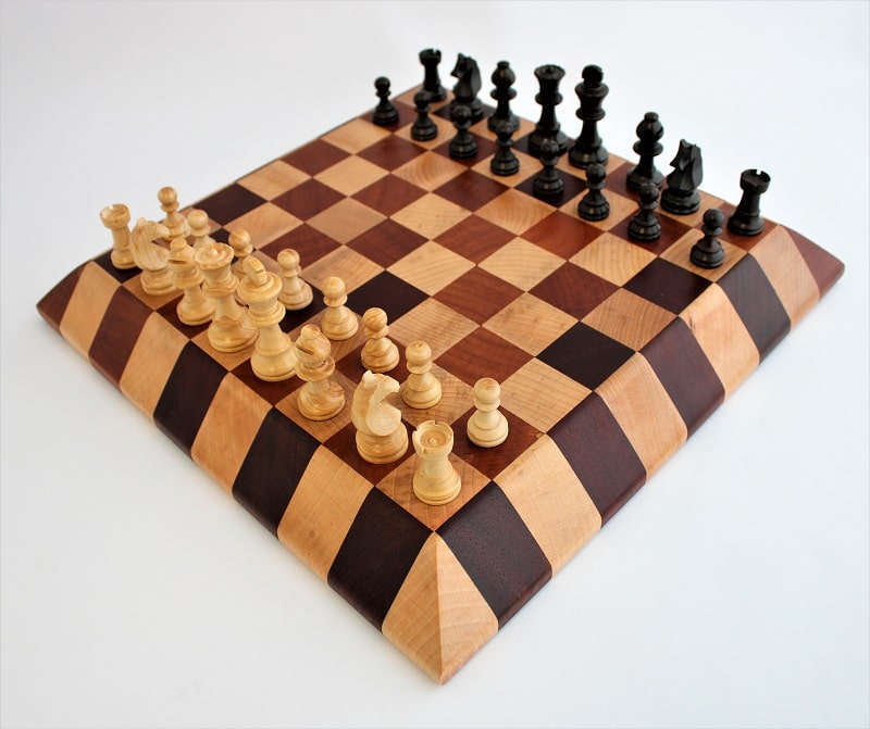 JEU DAMES ECHECS ARTISANAL BOIS EXOTIQUE